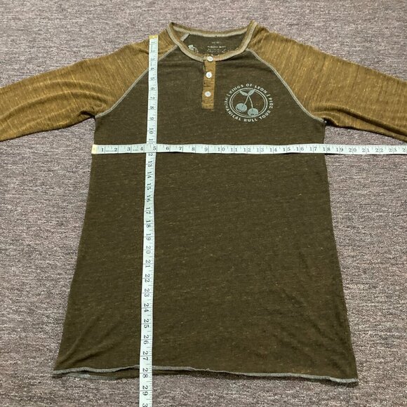 Kings Of Leon Shirt Mens Medium Brown Mechanical Bull Tour 2014 Raglan Sleeve - Picture 7 of 8
